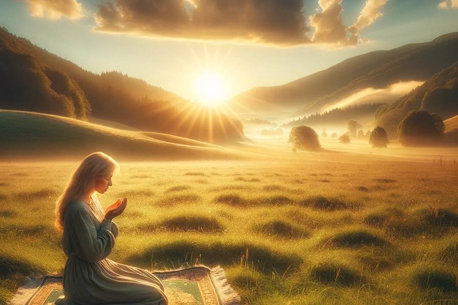 djevojka moli ujutro